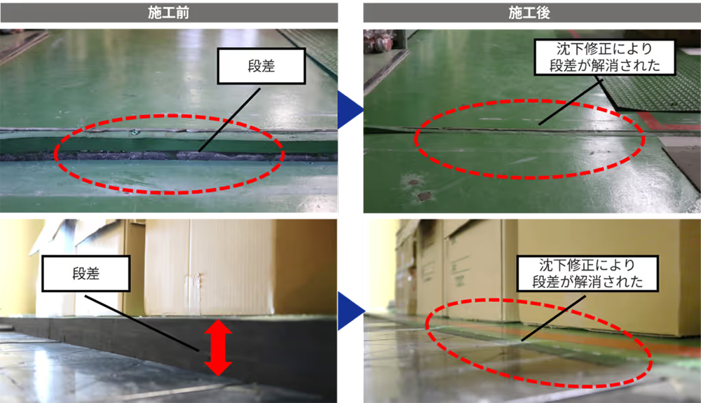 【新潟県】物流倉庫 土間床沈下修正工事・段差修正工事
